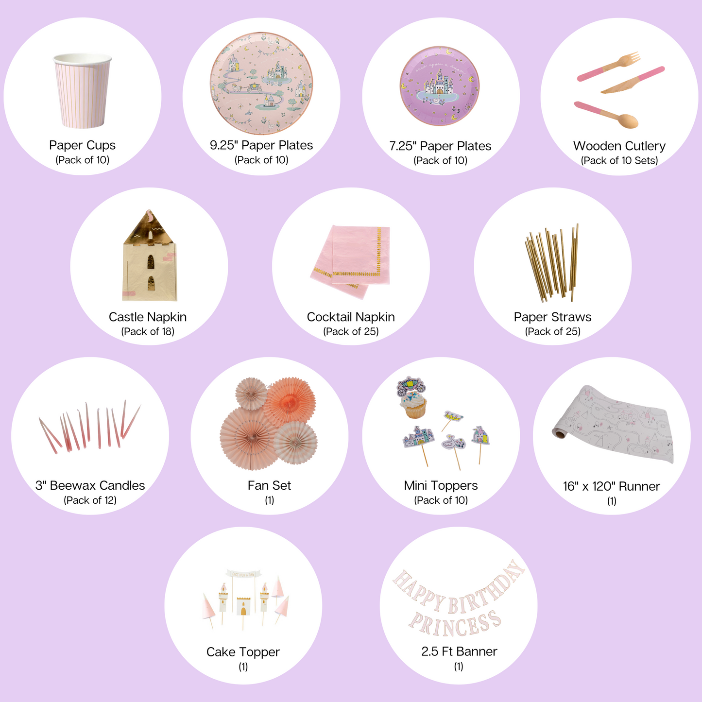 Princess Birthday All in One Party Box: Decoration + Tableware + 5 Activities Supplies